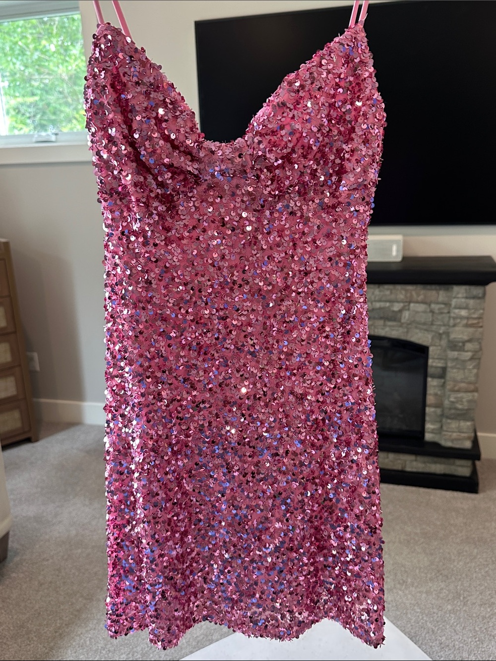 B. Darlin Pink Sequin Mini Party Dress - Picture 3 of 5